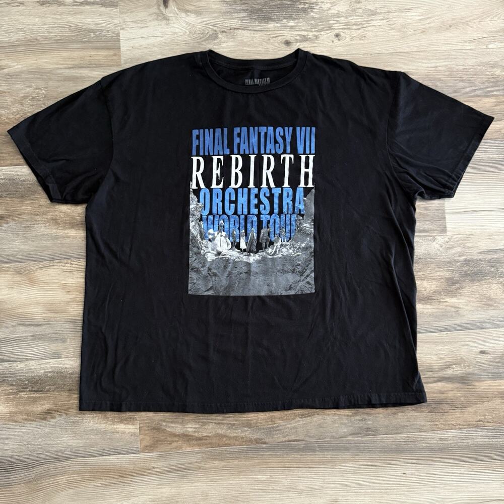 Final Fantasy VII Rebirth Orchestra Tour T-Shirt Mens 2XL Black Square Enix Rare